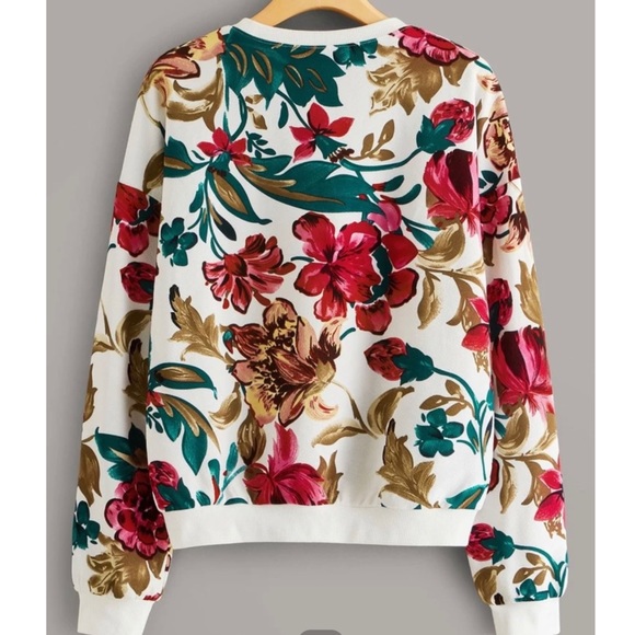 🌺HPx2🌺 SHEIN Floral Print White Pullover - Picture 2 of 9